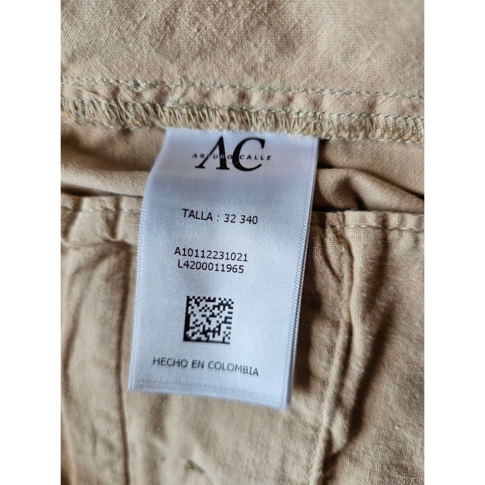 Arturo Calle Aiden Slim Fit Chino Pants Mens 32x32 Tan Khaki Cotton Trousers - Picture 4 of 14